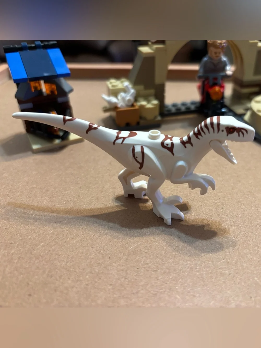 Complete LEGO Jurassic World 76945 Atrociraptor Dinosaur: Bike Chase set.